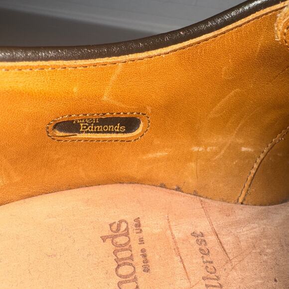 Allen Edmonds Leather Soles Hillcrest Mens Chestnut Tan Oxford 7.5 D 5954 $285